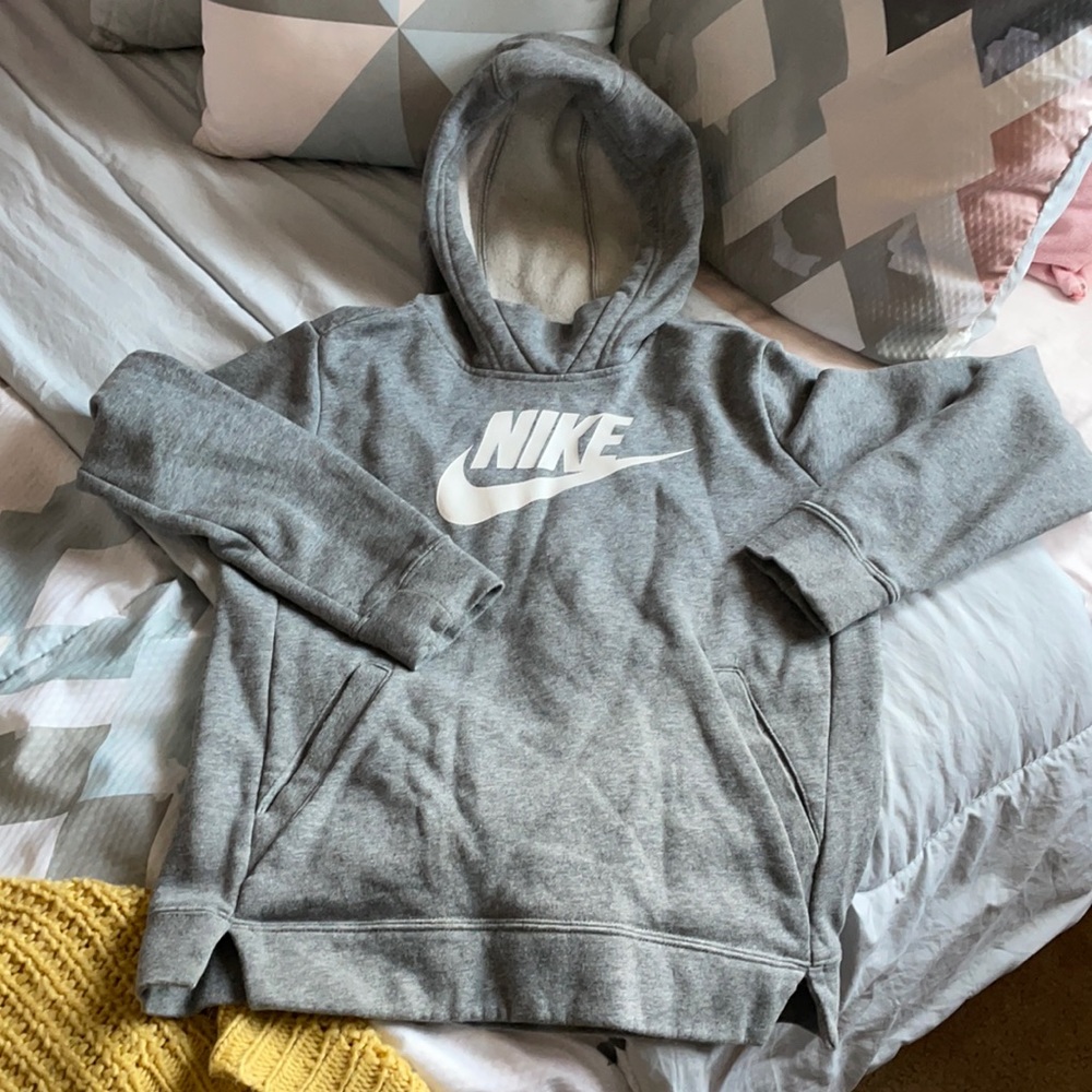 Girls Large Grey Nike Hoodie Sweater